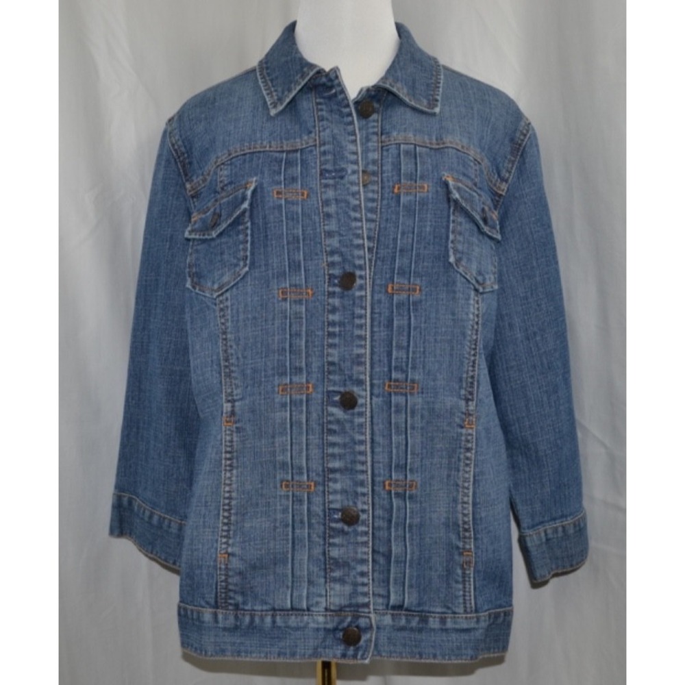 Chico's Platinum‎ Denim Jean Jacket Size 2 Blue
